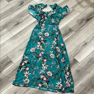 Floral Teal Maxi Dress